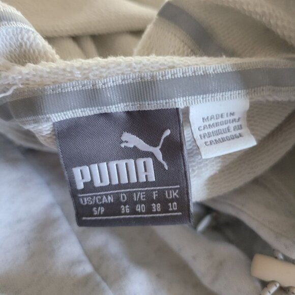 Puma Hooded Sweatshirt Gray Womens Small Zip Pockets Adjustable Hoodie - Picture 7 of 11
